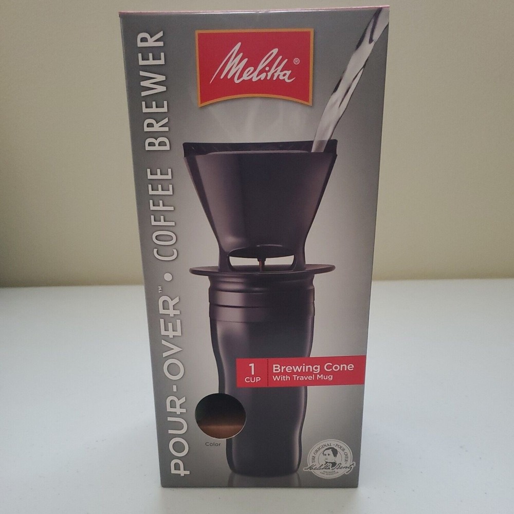 Melitta Filter Coffee Maker Single Cup Pour-Over Brewer Black in Box